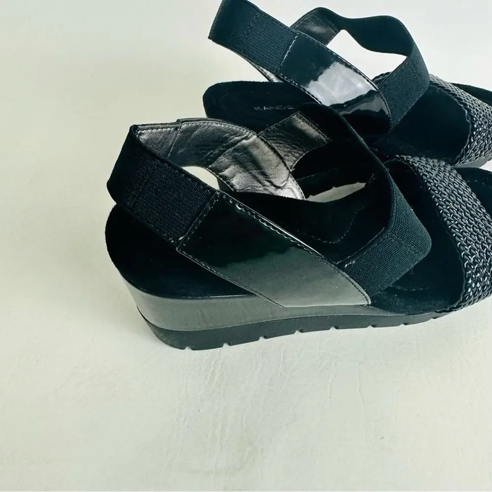 Bandolino Womens Sandals Shoes Black Wedge Slip On‎ Open Toe Size 8.5
